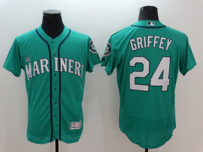MLB Mariners 24 Ken Griffey Green Flexbase Men Jersey