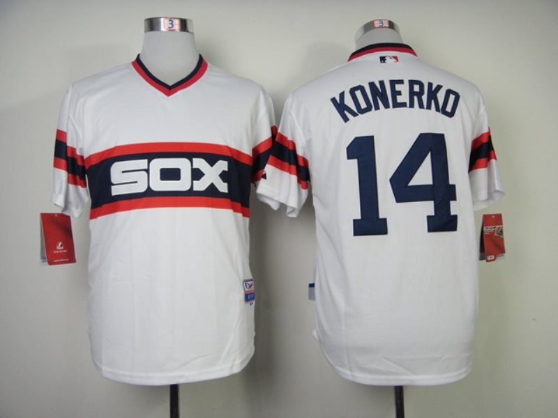 MLB White Sox 14 Paul Konerko White Alternate Home Cool Base Men Jersey