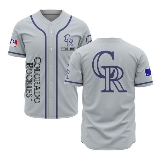 MLB Colorado Rockies Grey Baseball Customized Men Jersey