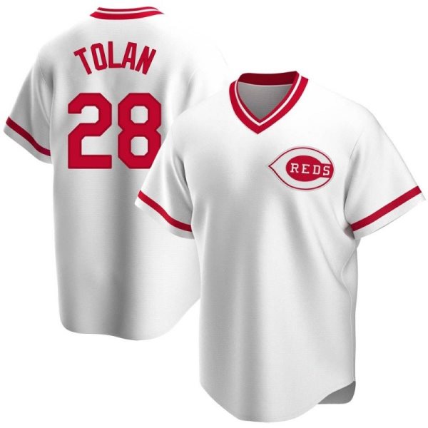 MLB Reds 8 Bobby Tolan White Throwback Men Jersey