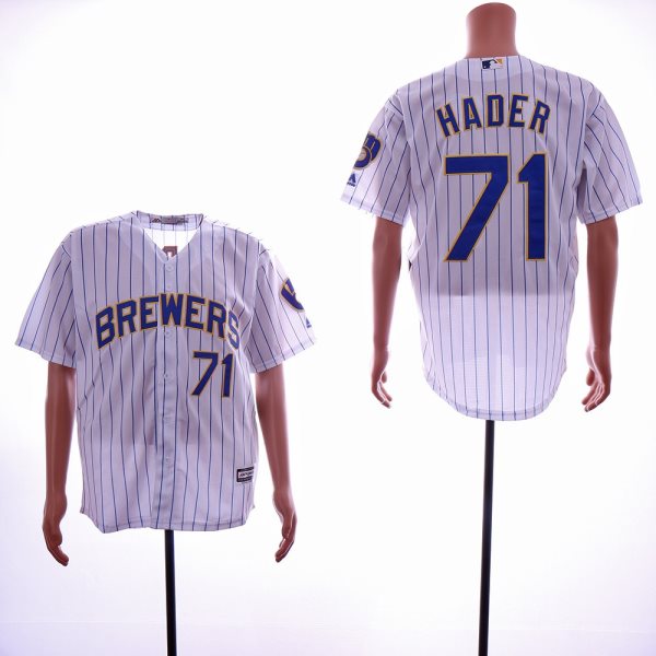 MLB Brewers 71 Josh Hader White Cool Base Men Jersey