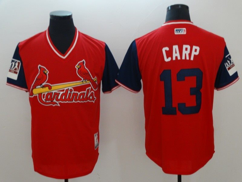 MLB Cardinals 13 Matt Carpenter Carp Red 2018 Players' Weekend Men Jersey
