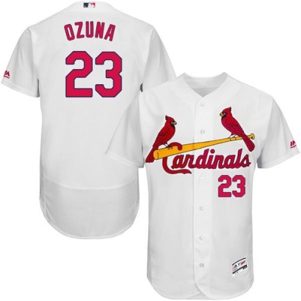 MLB Cardinals 23 Marcell Ozuna White Flexbase Men Jersey