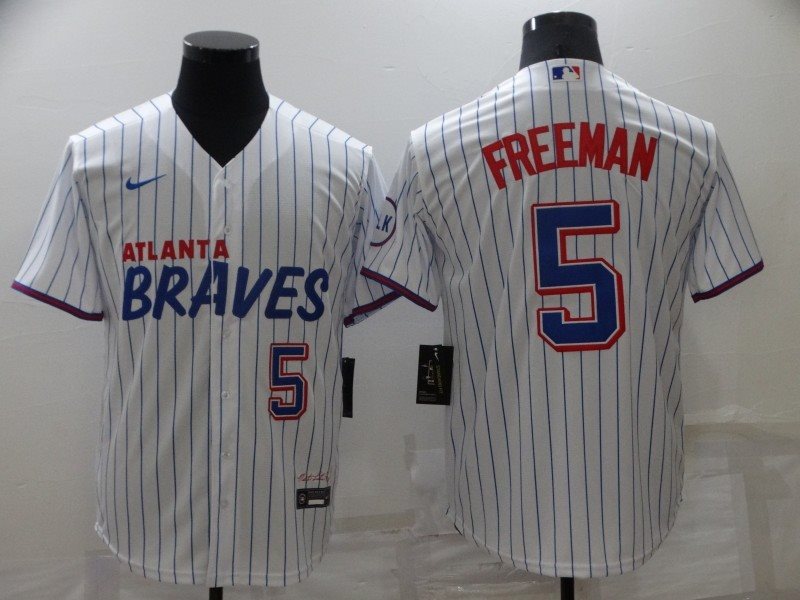 MLB Braves 5 Freddie Freeman White 2021 City Connect Cool Base Men Jersey