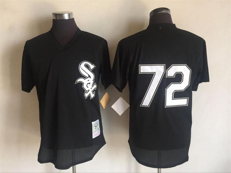 MLB White Sox 72 Carlton Fisk Black 1993 Cooperstown Collection Batting Practice Men Jersey