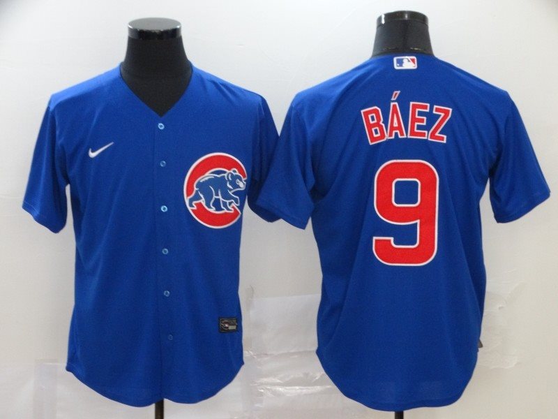 MLB Cubs 9 Javier Baez Royal 2020 Nike Cool Base Men Jersey