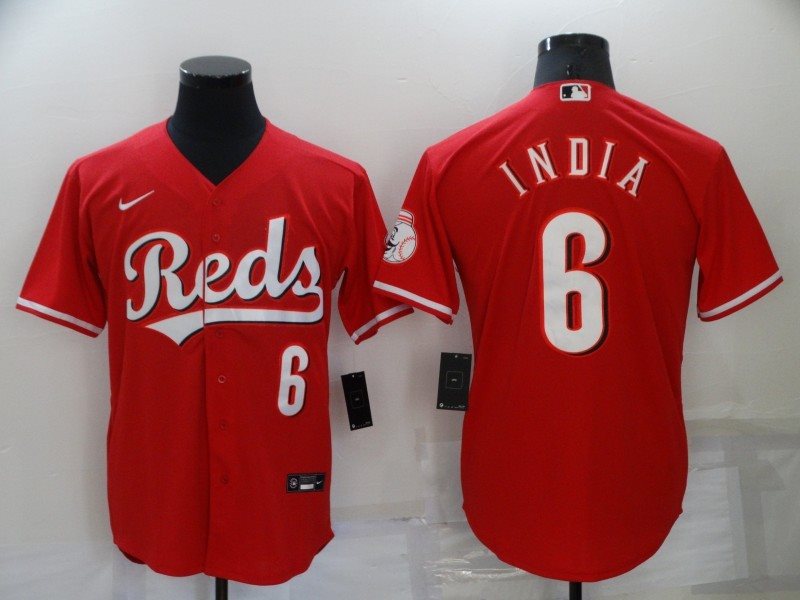 MLB Reds 6 Jonathan India Red Nike Cool Base Men Jersey