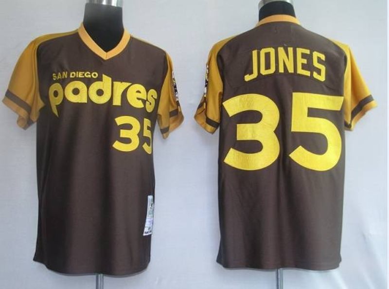 MLB Padres 35 Randy Jones Brown Mitchell and Ness Throwback Men Jersey
