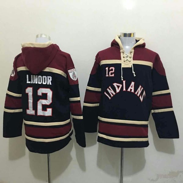 MLB Indians 12 Francisco Lindor Black Men Sweatshirt