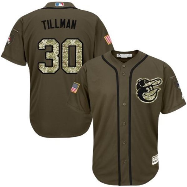MLB Orioles 30 Chris Tillman Green Salute to Service Men Jersey