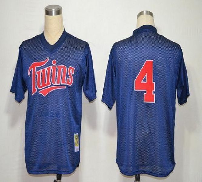 MLB Twins 4 Paul Molitor Navy Blue 1996 Mitchell and Ness Men Jersey