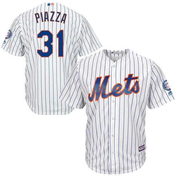 MLB Mets 31 Mike Piazza Majestic White 2016 Hall Of Fame Induction Cool Base Men Jersey