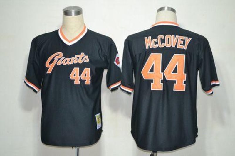 MLB Giants 44 Willie McCovey Black Mitchell and Ness Throwback Men Jersey