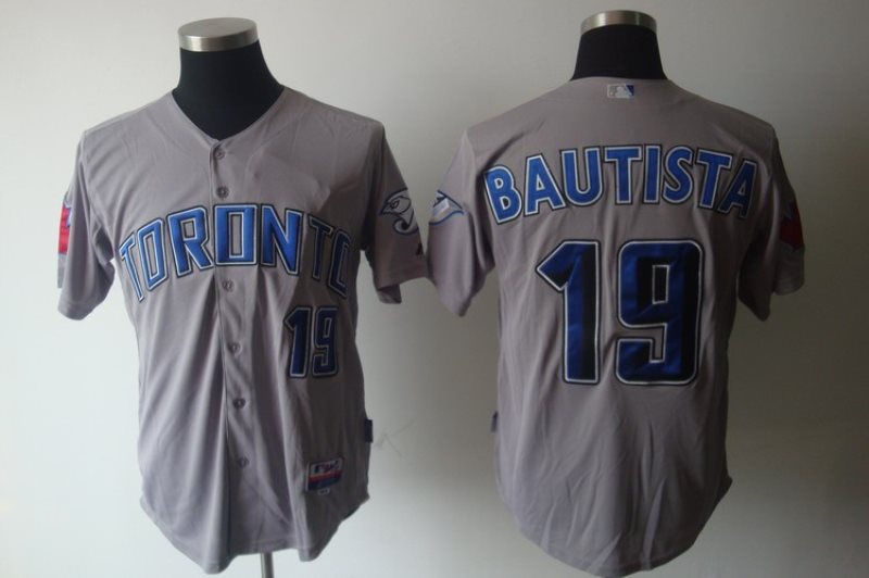 MLB Blue Jays 19 Jose Bautista Grey Cool Base Men Jersey