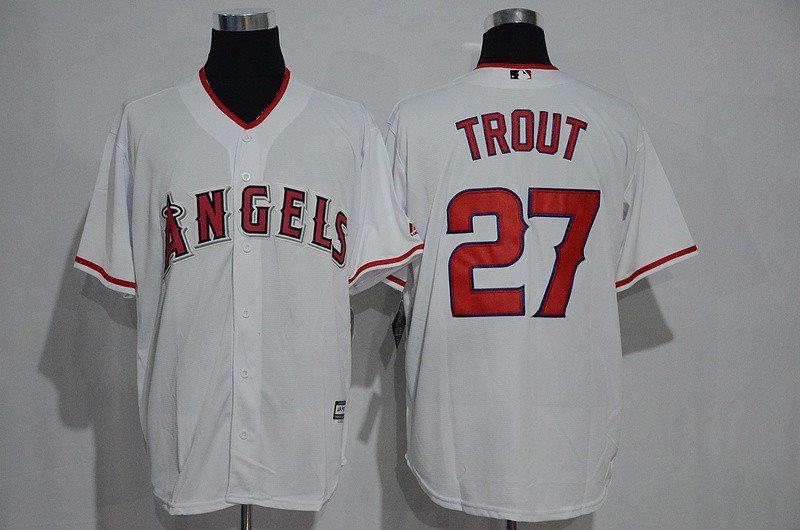 MLB Angels 27 Mike Trout White New Cool Base Men Jersey
