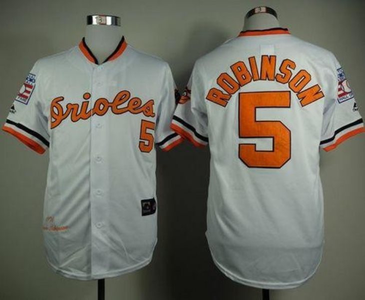 MLB Orioles 5 Brooks Robinson White 1989 Mitchell and Ness Throwback Men Jersey