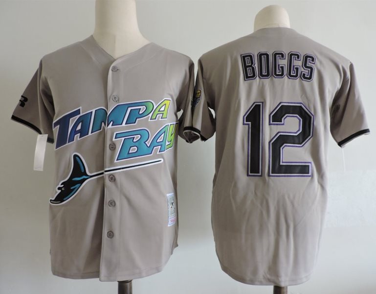 MLB Rays 12 Wade Boggs Gray Cooperstown Collection 1993 World Series Men Jersey