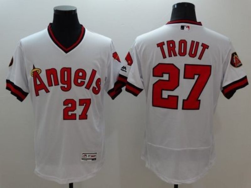 MLB Angels 27 Mike Trout White Cooperstown 2016 New Flexbase Men Jersey