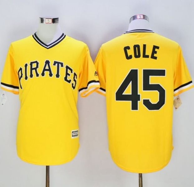 MLB Pirates 45 Gerrit Cole Gold New Cool Base Men Jersey