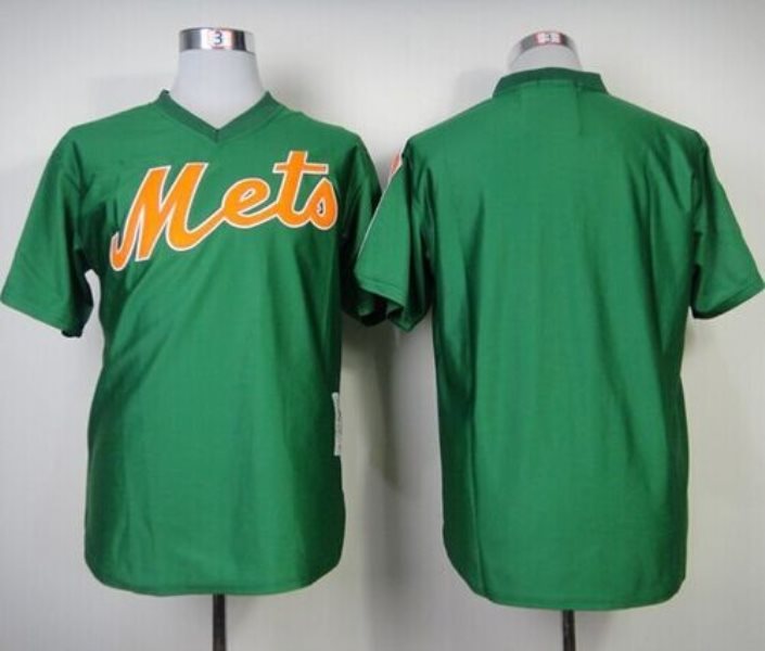 MLB Mets Blank Green Mitchell and Ness Throwback Men Jersey