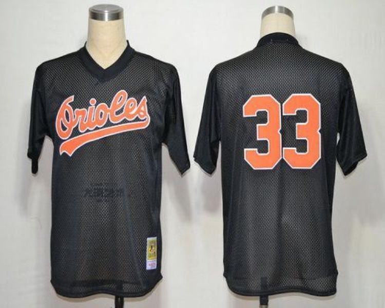 MLB Orioles 33 Eddie Murray Black Mitchell and Ness Throwback Men Jersey