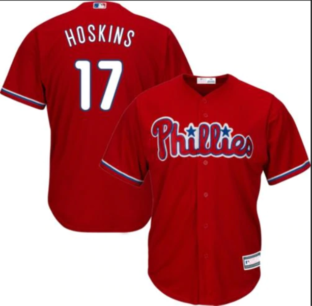 MLB Phillies 17 Rhys Hoskins Red Cool Base Men Jersey