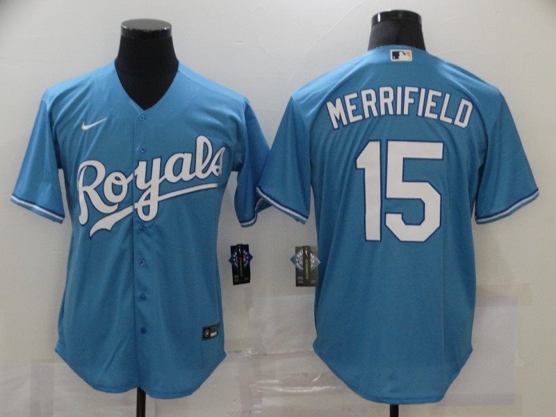 MLB Royals 15 Whit Merrifield Blue 2020 Nike Cool Base Men Jersey