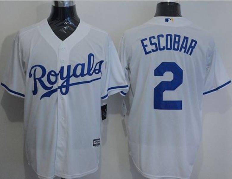 MLB Royals 2 Alcides Escobar White New Cool Base Men Jersey