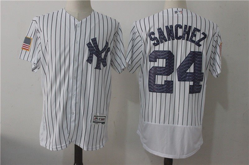 Yankees 24 Gary Sanchez White 2017 Stars & Stripes Flexbase Men Jersey