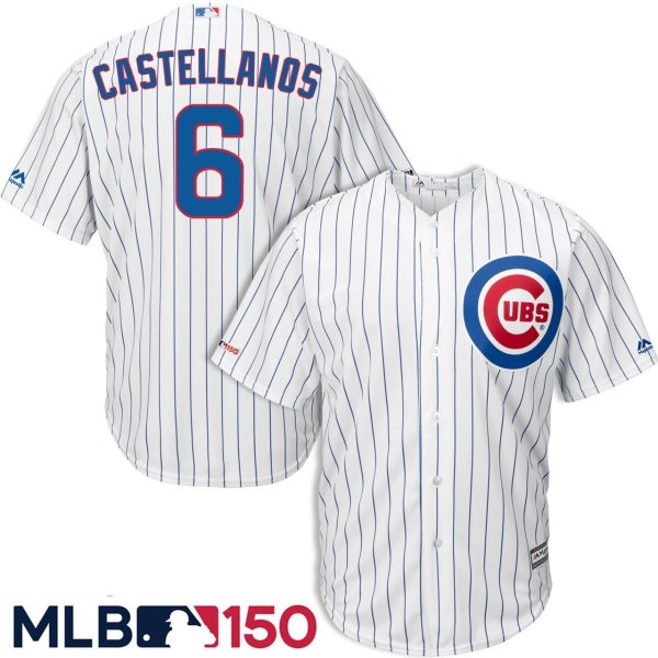 MLB Chicago Cubs 6 Castellanos White 150th Year Flexbase Men Jersey