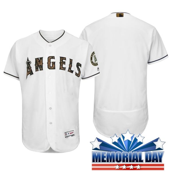 MLB Angels Blank Memorial Day White Camo Flexbase Men Jersey
