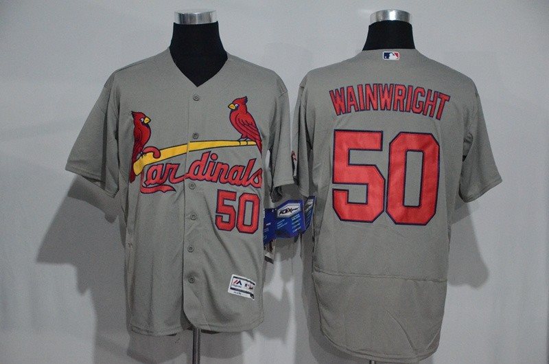 MLB Cardinals 50 Adam Wainwright Grey Flexbase Men Jersey