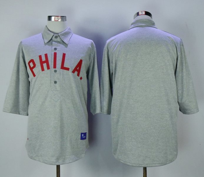 MLB Phillies Blank Grey 1900 Throwback Men Jersey
