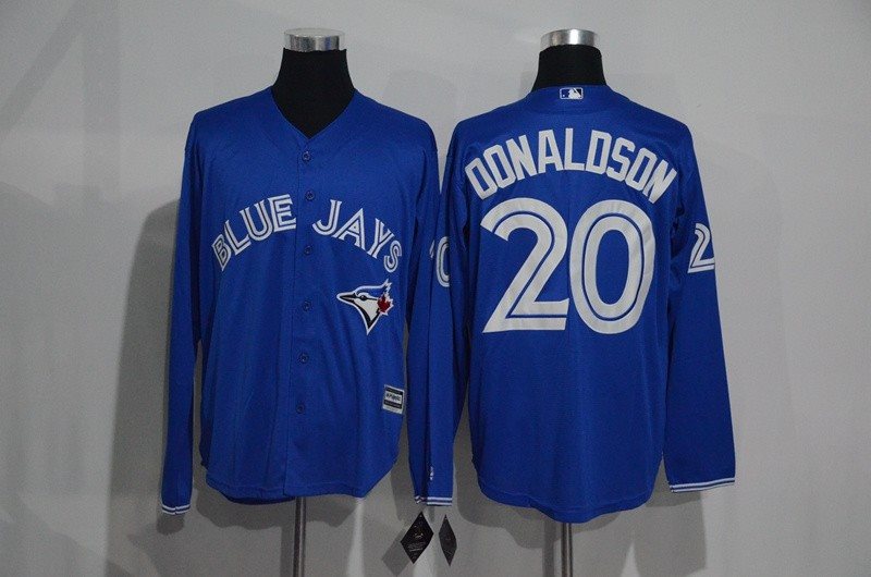MLB Blue Jays 20 Josh Donaldson Blue Long Sleeve New Cool Base Men Jersey