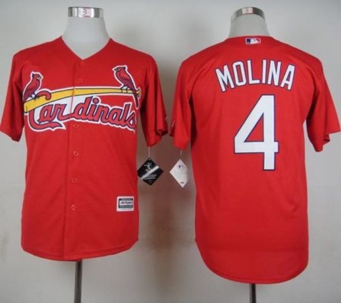 MLB Cardinals 4 Yadier Molina Red Cool Base Men Jersey