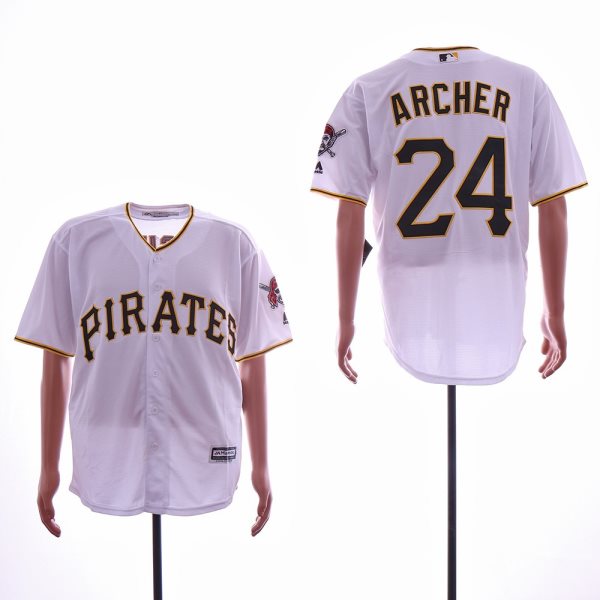 MLB Pirates 24 Chris Archer White Cool Base Men Jersey