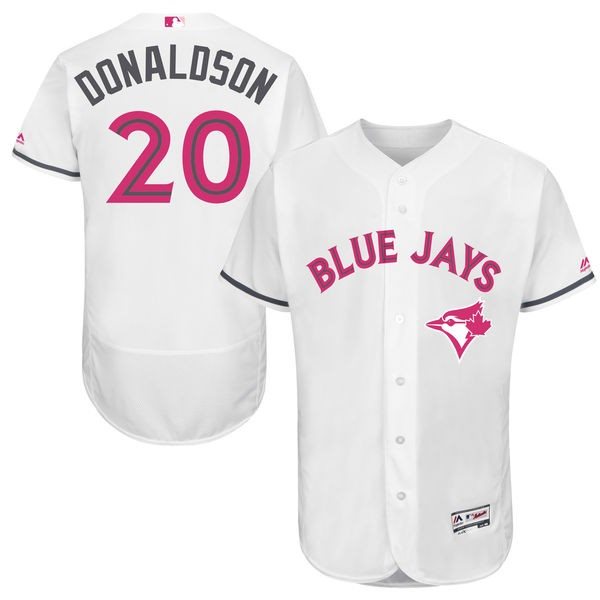 MLB Blue Jays 20 Josh Donaldson Majestic White Home 2016 Mother's Day Flexbase Men Jersey