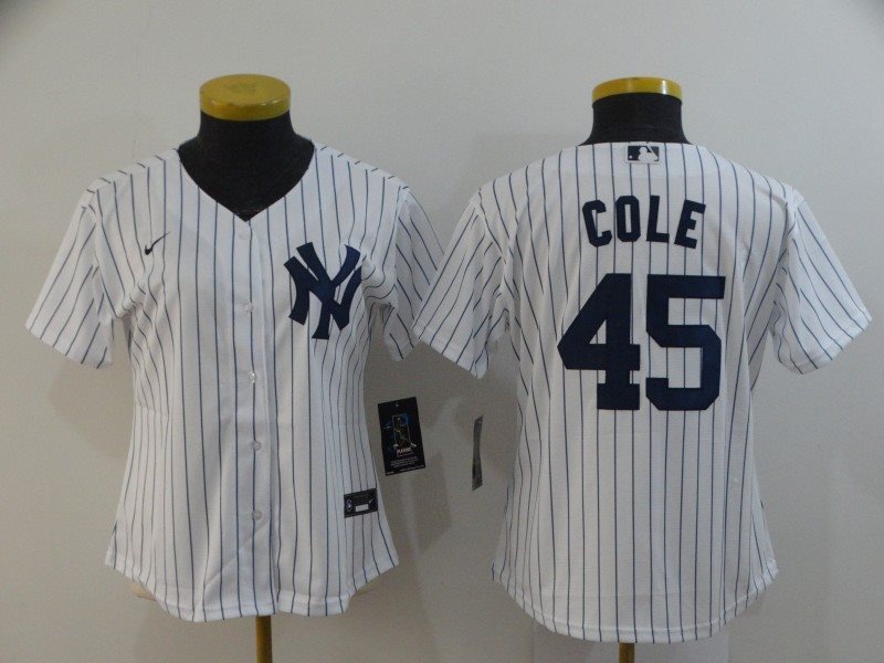 MLB Yankees 45 Gerrit Cole White 2020 Nike Cool Base Women Jersey
