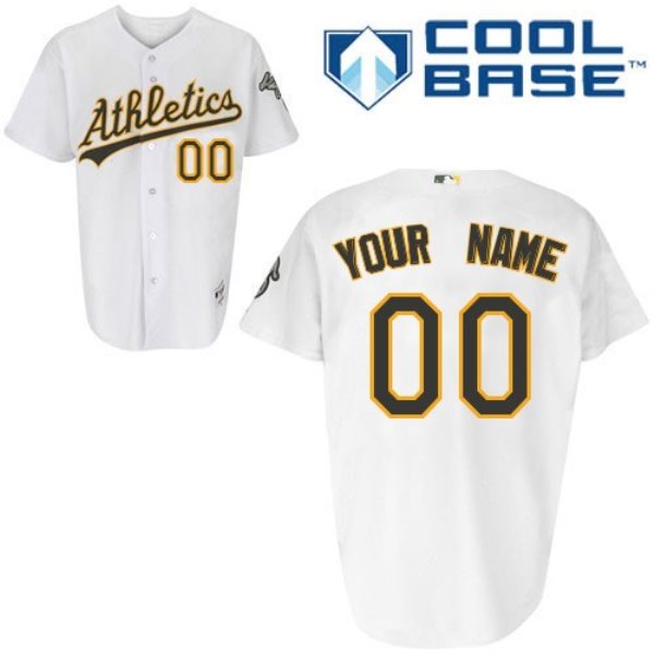 MLB Athletics White Cool Base Customized Men Jersey