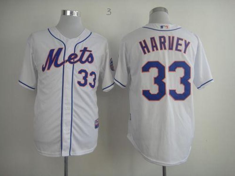 MLB Mets 33 Matt Harvey White Cool Base Men Jersey