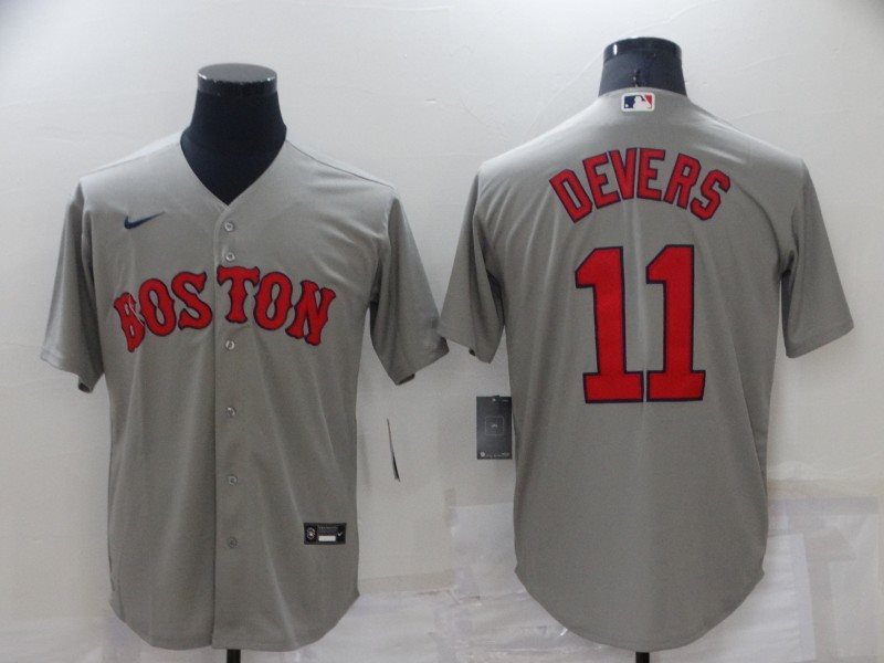 MLB Red Sox 11 Rafael Devers Grey Nike Cool Base Men Jersey