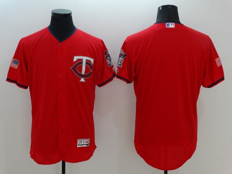 MLB Twins Blank Red Stars and Stripes Flexbase Men Jersey