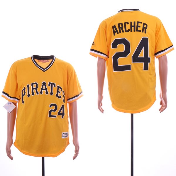 MLB Pirates 24 Chris Archer Yellow Cool Base Men Jersey