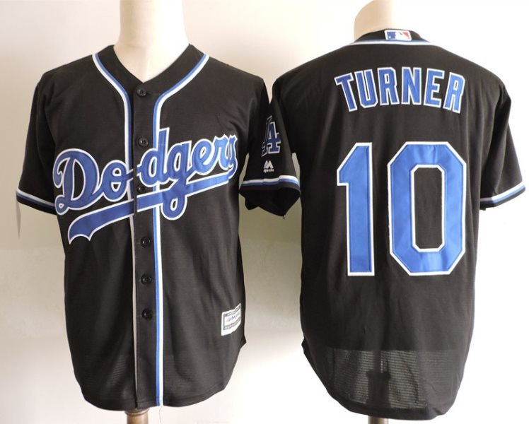 MLB Dodgers 10 Justin Turner Black New Cool Base Men Jersey