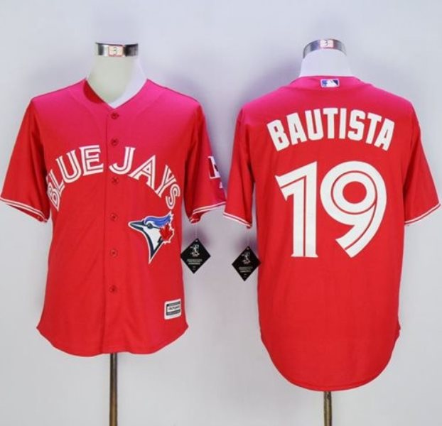 MLB Blue Jays 19 Jose Bautista Red New Cool Base Canada Day Men Jersey