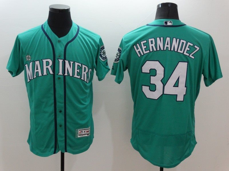 MLB Mariners 34 Felix Hernandez Green Flexbase Men Jersey