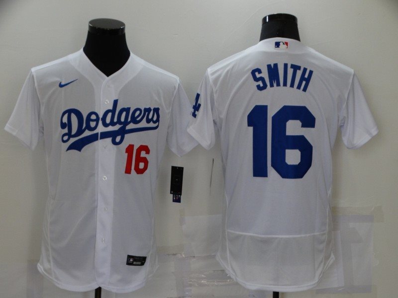 MLB Dodgers 16 Will Smith White Nike Flexbase Men Jersey