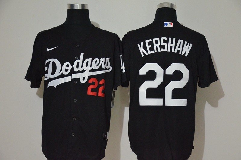 MLB Dodgers 22 Clayton Kershaw Black 2020 Nike Cool Base Men Jersey