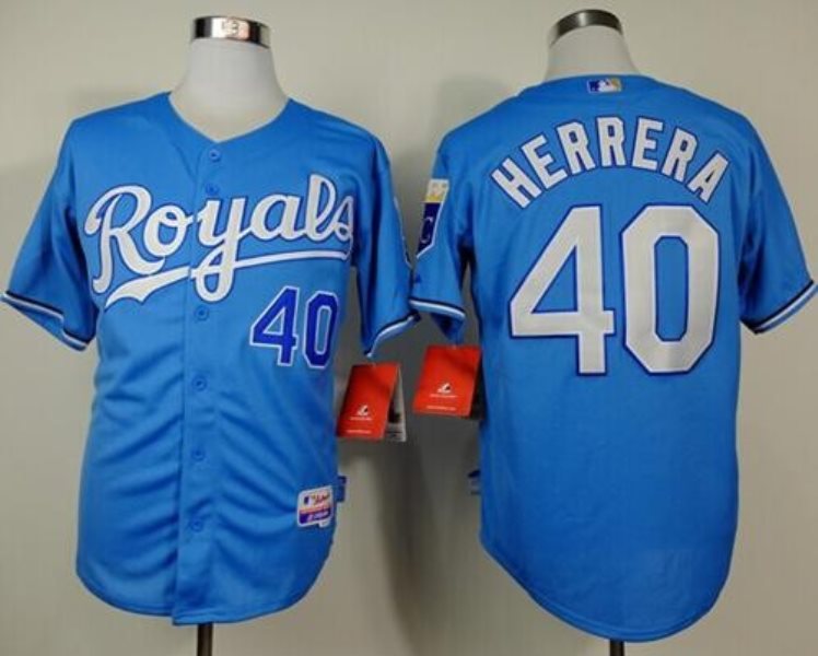 MLB Royals 40 Kelvin Herrera Light Blue Alternate Cool Base Men Jersey