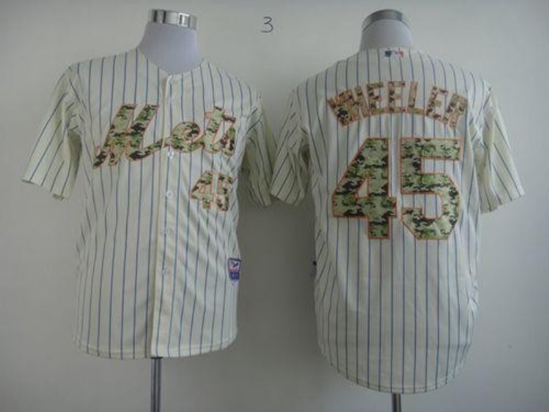 MLB Mets 45 Zack Wheeler Cream Men Jersey